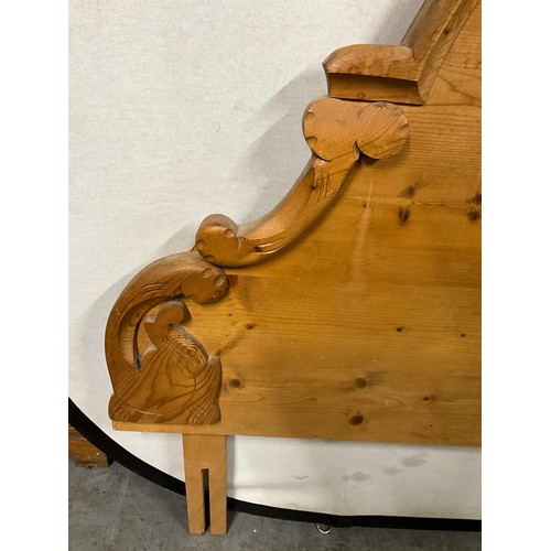 486 - MODERN CARVED PINE HEADBOARD W59