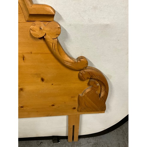 486 - MODERN CARVED PINE HEADBOARD W59