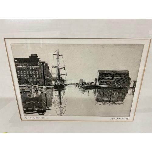 250 - SELECTION OF FRAMED PRINTS OF LOCAL SHREWSBURY INTEREST AND SIGNED PAUL MEDCALF GLOUCESTER DOCKS