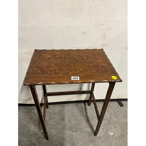 488 - 1930S NEST OF THREE OAK TABLES WITH DRAWER TO SMALLEST TABLE W18