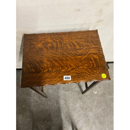 488 - 1930S NEST OF THREE OAK TABLES WITH DRAWER TO SMALLEST TABLE W18