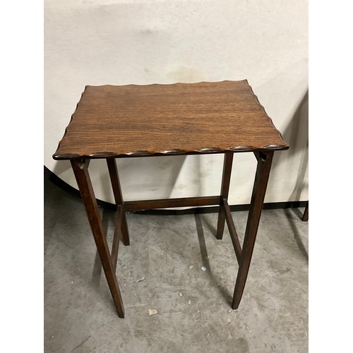 488 - 1930S NEST OF THREE OAK TABLES WITH DRAWER TO SMALLEST TABLE W18