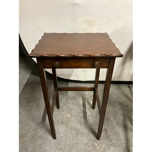 488 - 1930S NEST OF THREE OAK TABLES WITH DRAWER TO SMALLEST TABLE W18