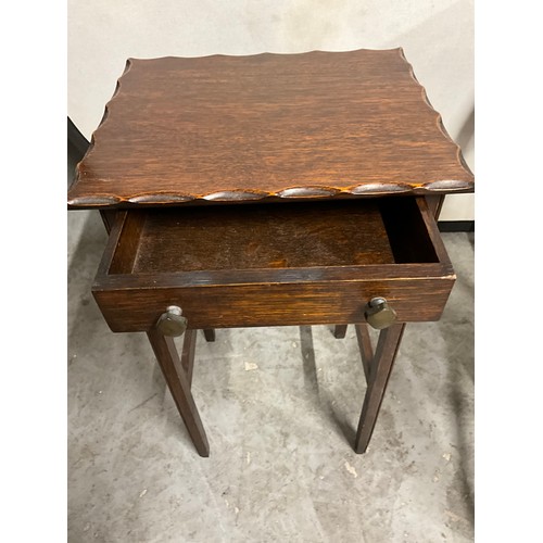 488 - 1930S NEST OF THREE OAK TABLES WITH DRAWER TO SMALLEST TABLE W18