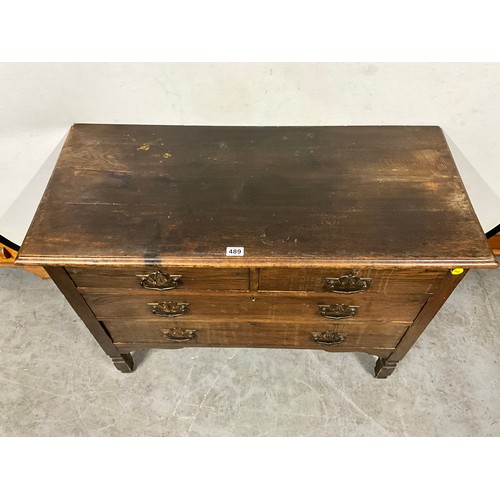 489 - EDWARDIAN OAK TWO OVER TWO BEDROOM CHEST ON SQUARE LEGS W41