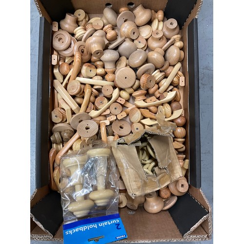 255 - TWO BOXES OF WOODEN DRAW AND DOOR KNOBS