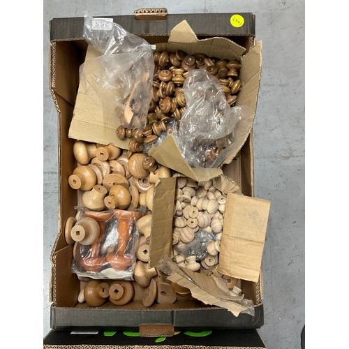 255 - TWO BOXES OF WOODEN DRAW AND DOOR KNOBS