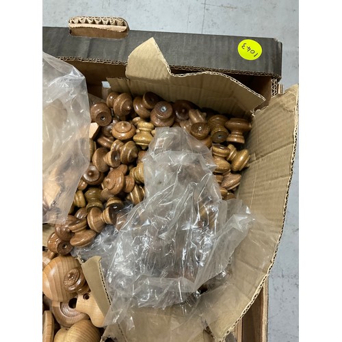 255 - TWO BOXES OF WOODEN DRAW AND DOOR KNOBS