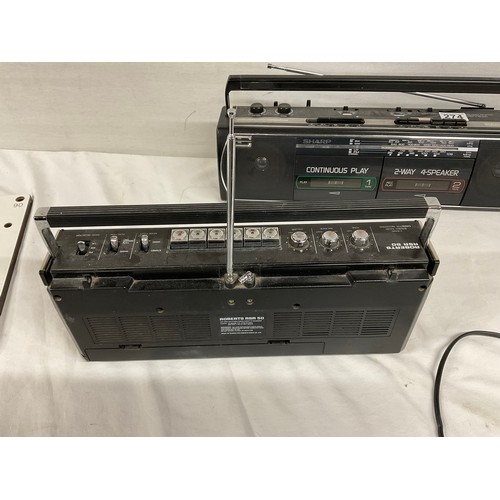 274 - SHARP TWIN CASSETTE RECORDER ALONG WITH ROBERTS SINGLE CASSETTE RECORDER - only 1 lead