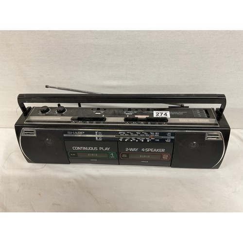 274 - SHARP TWIN CASSETTE RECORDER ALONG WITH ROBERTS SINGLE CASSETTE RECORDER - only 1 lead