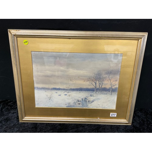 277 - MODERN FRAMED PRINT OF WINTER SCENE SIGNED