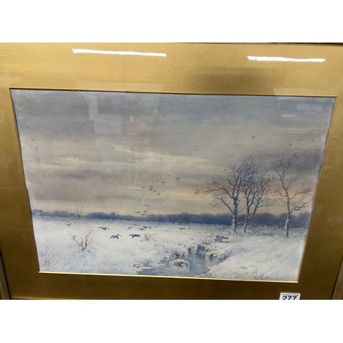 277 - MODERN FRAMED PRINT OF WINTER SCENE SIGNED