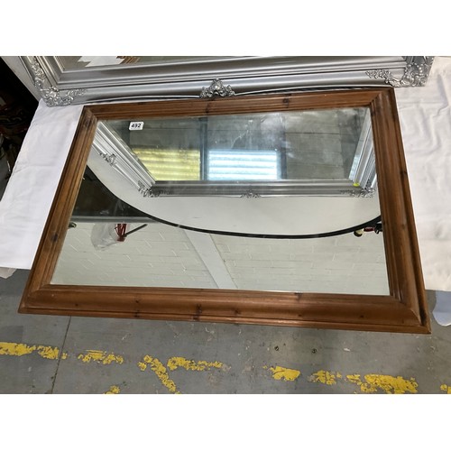 492 - MODERN PINE FRAMED WALL MIRROR W34