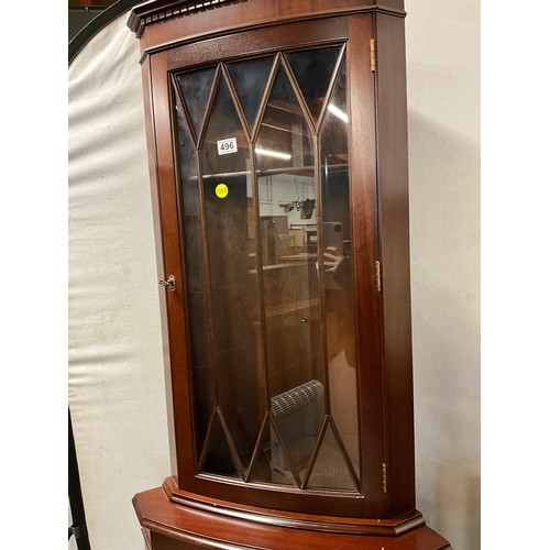 496 - MODERN ASTRIGAL GLAZED MAHOGANY CORNER CUPBOARD H70