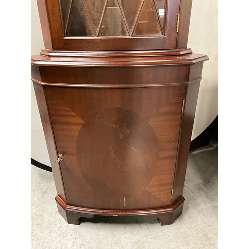 496 - MODERN ASTRIGAL GLAZED MAHOGANY CORNER CUPBOARD H70