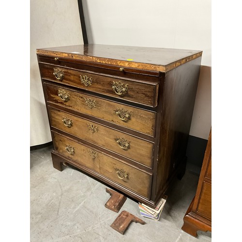 499 - GEORGIAN MAHOGANY CHEST OF FOUR GRADUATED DRAWERS ON BRACKET FEET A/F W30