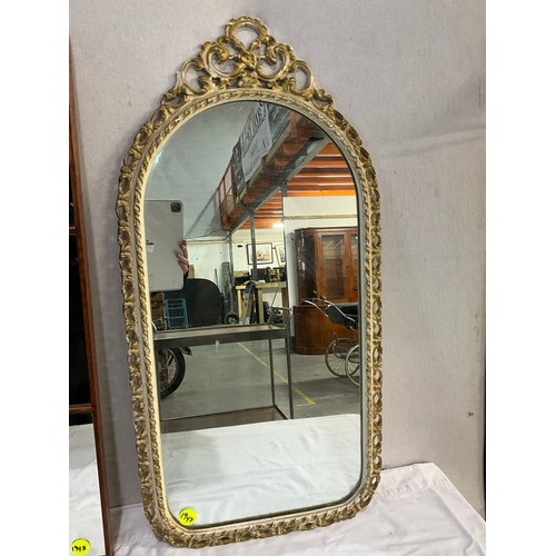 504 - MODERN MAHOGANY FRAMED SIX PANEL WALL MIRROR 18