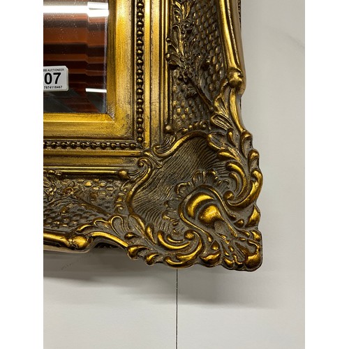 507 - LARGE MODERN GILT FRAMED BEVELLED EDGE WALL MIRROR 46