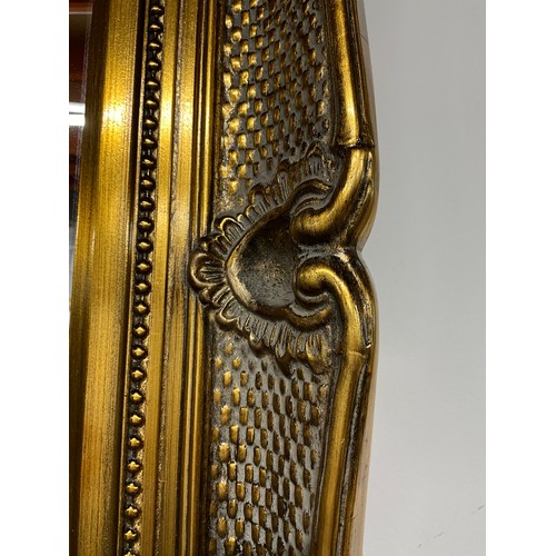 507 - LARGE MODERN GILT FRAMED BEVELLED EDGE WALL MIRROR 46