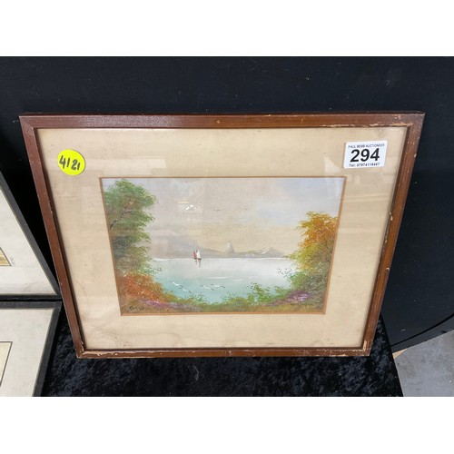 294 - 3 FRAMED WATERCOLOURS BY J BOUCHER AND 2 SIGNED BY W LINDEN A/F