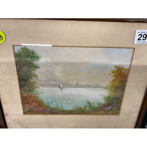 294 - 3 FRAMED WATERCOLOURS BY J BOUCHER AND 2 SIGNED BY W LINDEN A/F