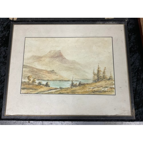 294 - 3 FRAMED WATERCOLOURS BY J BOUCHER AND 2 SIGNED BY W LINDEN A/F