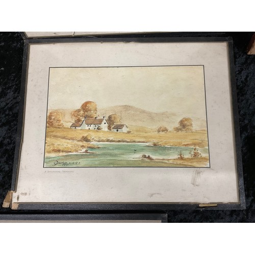 294 - 3 FRAMED WATERCOLOURS BY J BOUCHER AND 2 SIGNED BY W LINDEN A/F