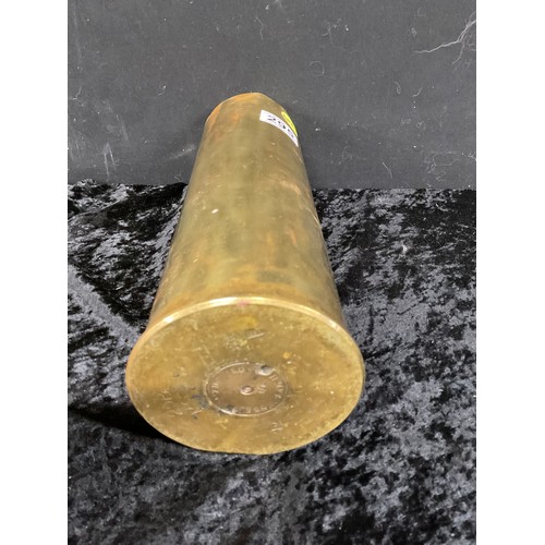 295 - BRASS TRENCH ART SHELL VASE