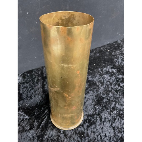 295 - BRASS TRENCH ART SHELL VASE