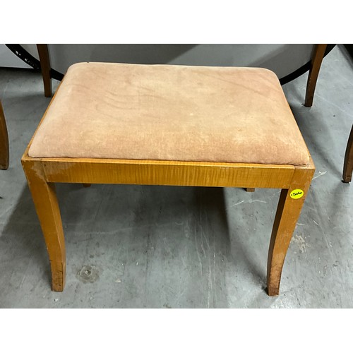 508 - VINTAGE BURR MAPLE BADGED HEALS  DRESSING TABLE WITH MATCHING STOOL W45