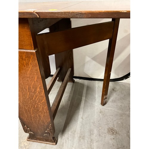 521 - 1950S OAK DROP LEAF SLIM TABLE W30