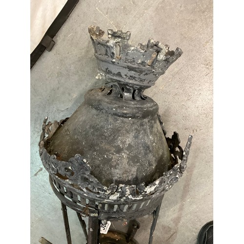 308 - LARGE VINTAGECAST IRON LANTERN H 30