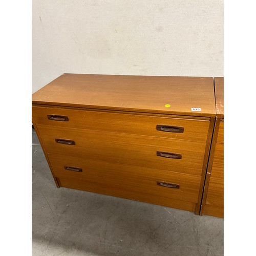 535 - PAIR OF VINTAGE 1970S TEAK BEDROOM CHESTS WITH THREE DRAWERS W38