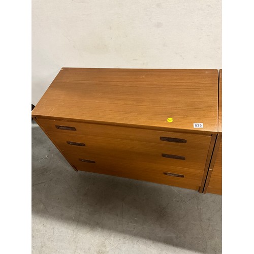 535 - PAIR OF VINTAGE 1970S TEAK BEDROOM CHESTS WITH THREE DRAWERS W38