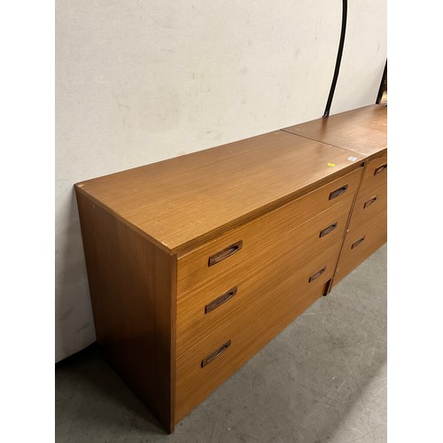 535 - PAIR OF VINTAGE 1970S TEAK BEDROOM CHESTS WITH THREE DRAWERS W38