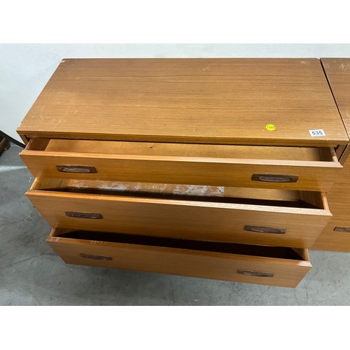 535 - PAIR OF VINTAGE 1970S TEAK BEDROOM CHESTS WITH THREE DRAWERS W38