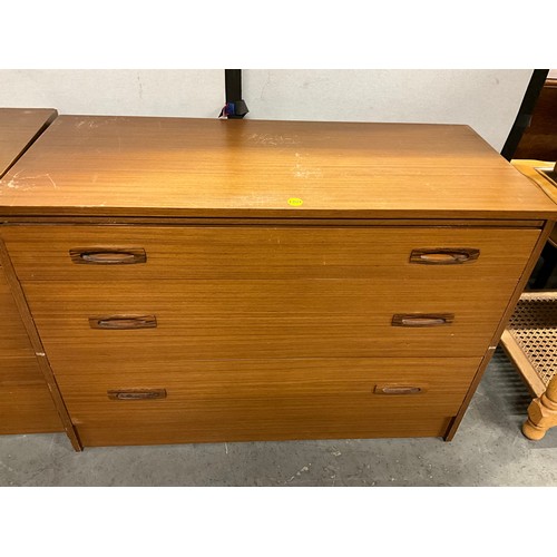 535 - PAIR OF VINTAGE 1970S TEAK BEDROOM CHESTS WITH THREE DRAWERS W38