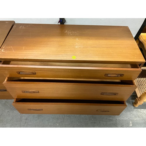 535 - PAIR OF VINTAGE 1970S TEAK BEDROOM CHESTS WITH THREE DRAWERS W38