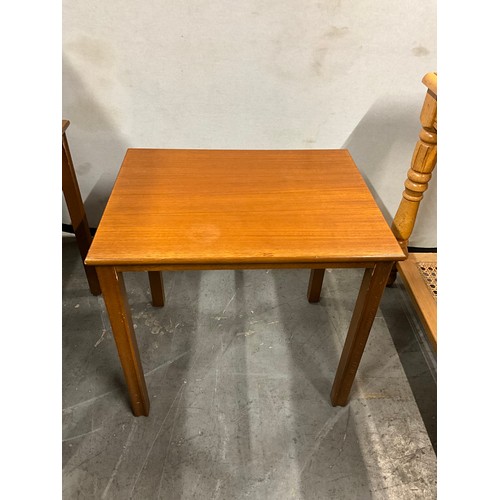 536 - VINTAGE NEST OF THREE TEAK TABLES ON SQUARE LEGS W21