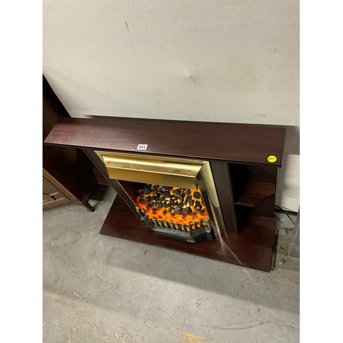 541 - MODERN ELECTRIC FIRE IN MAHOGANY SURROUND W38