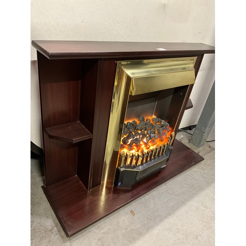 541 - MODERN ELECTRIC FIRE IN MAHOGANY SURROUND W38