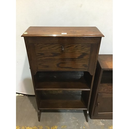 543 - OAK BEDSIDE CABINET AND A 1930S OAK STUDENTS BUREAU W24