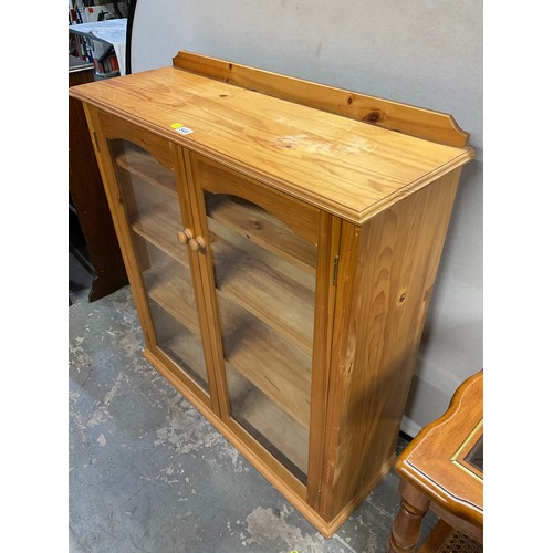 545 - MODERN PINE TWO DOOR GLAZED BOOK CASE W40