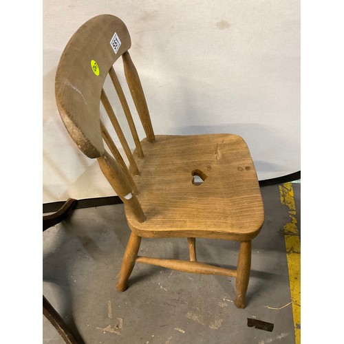 551 - ANTIQUE BEECH CHILDS CHAIR WITH ELM SEAT H26