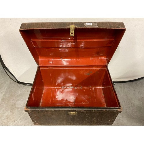 559 - VICTORIAN METAL PAINTED TIN TRUNK A/F W29