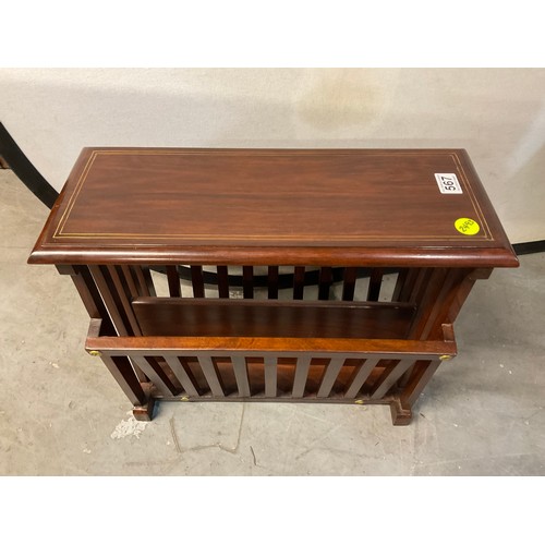 567 - MODERN MAHOGANY INLAID MAGAZINE RACK TABLE W20