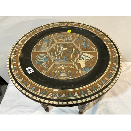 561 - VINTAGE FOLDING GYPSY TABLE WITH ORNATE INLAID EGYPTIAN TOP A/F W23