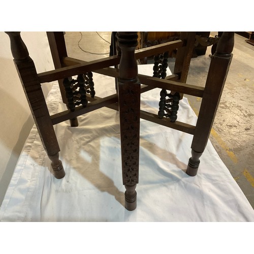 561 - VINTAGE FOLDING GYPSY TABLE WITH ORNATE INLAID EGYPTIAN TOP A/F W23