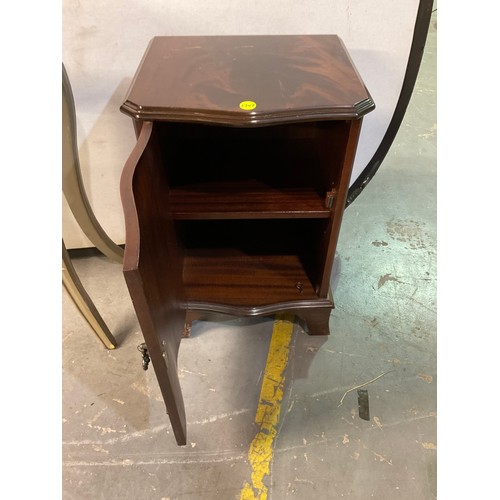 576 - MODERN MAHOGANY BEDSIDE CUPBOARD ON BRACKET FEET W16