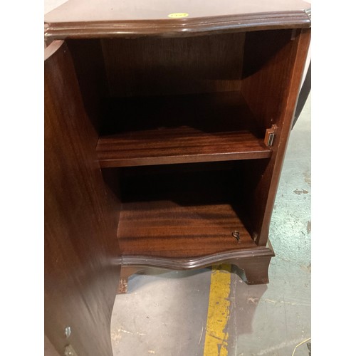 576 - MODERN MAHOGANY BEDSIDE CUPBOARD ON BRACKET FEET W16